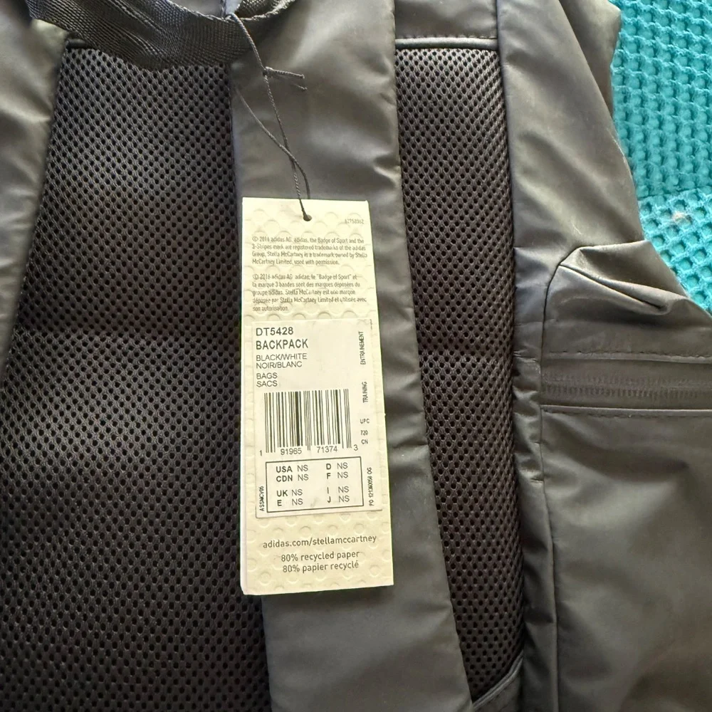 Stella McCartney and Adidas Backpack in Black with White Side Accent - Picture 7 of 7